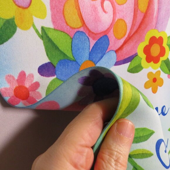 Welcome Friends Floral & Snail Spring SOFT Garden Flag 18x12" Made by Evergreen - Picture 6 of 11